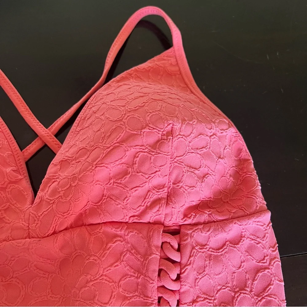 Jessica Simpson MELON Rose Bay 1 piece swimsuit adjustable straps removable pads